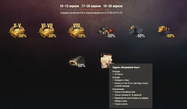 Праздничные акции на все выходные апреля в World of Tanks