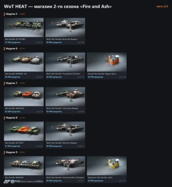 Полный список наборов магазина 2-го сезона WoT: HEAT
