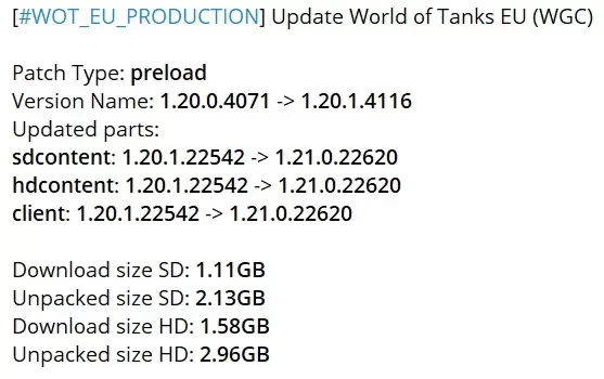 Предварительная загрузка обновления 1.21 в World of Tanks